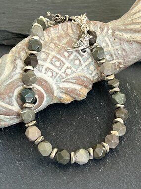 American Picture Jasper Gemstone Bracelet | Natural Stone Boho | Bird Charm